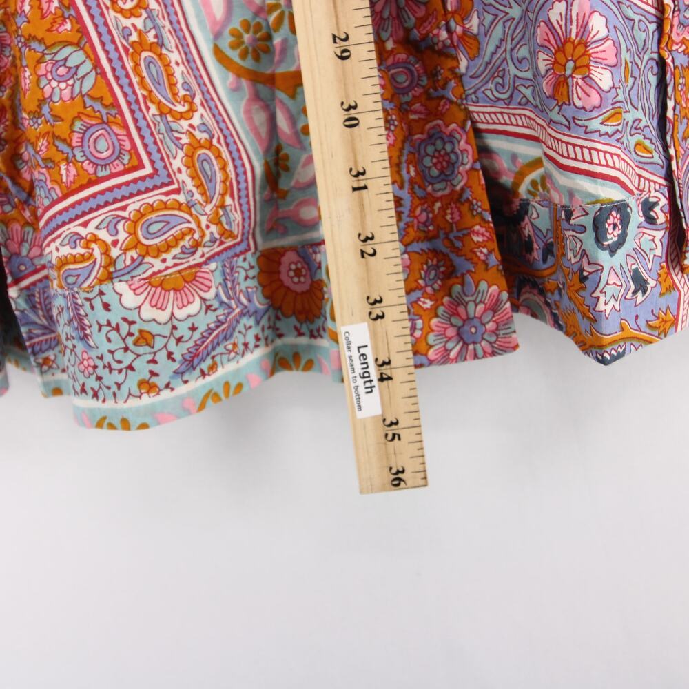 Mille Nan Wrap Dress Womens S Multicolor Floral Long Sleeve Cotton V Neck Mini - Picture 7 of 10